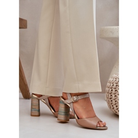 Sandalias elegantes de cuero en la publicación de Laura Messi 2136 Dark -earing beige 3