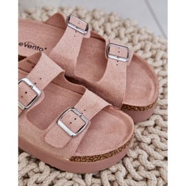 Zapatillas para mujeres en una plataforma masiva con hebillas rosadas rosado 9