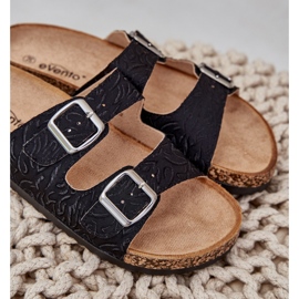 Material chanclas en una suela de corcho con abrazaderas negras negro 8