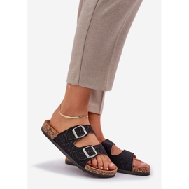 Material chanclas en una suela de corcho con abrazaderas negras negro 1