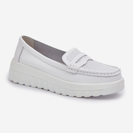 Mocasines de cuero a puertas de mujer en la plataforma blanca blanco 4