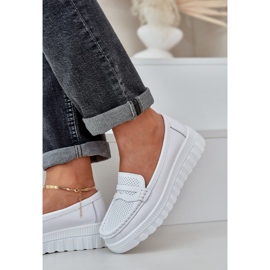 Mocasines de cuero a puertas de mujer en la plataforma blanca blanco 6