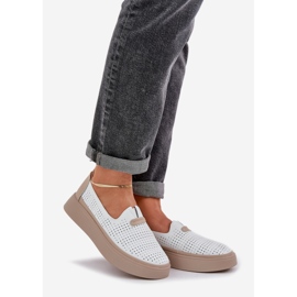 Zapatos de mujer de cuero de cuero abierto en la plataforma y cuñas blancas blanco 1