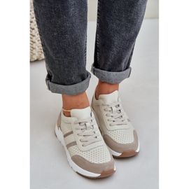 Zapatillas de deporte de cuero ligero zapatos deportivos femeninos beige 6