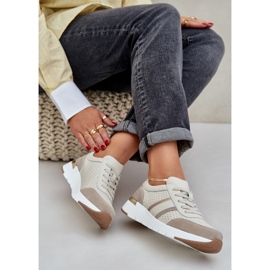 Zapatillas de deporte de cuero ligero zapatos deportivos femeninos beige 7