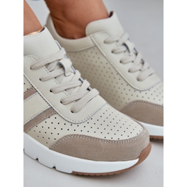 Zapatillas de deporte de cuero ligero zapatos deportivos femeninos beige 9
