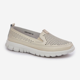 Mocasines para mujeres de cuero ligero en la plataforma beige 4
