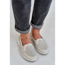 Mocasines para mujeres de cuero ligero en la plataforma beige 5