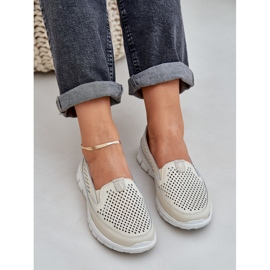 Mocasines para mujeres de cuero ligero en la plataforma beige 8