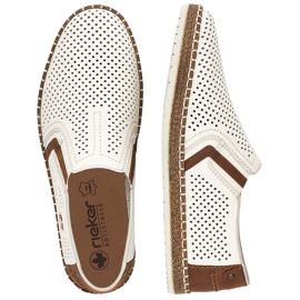 Zapatos de cuero a puentes para hombres, White Rieker B5297-80 blanco 12