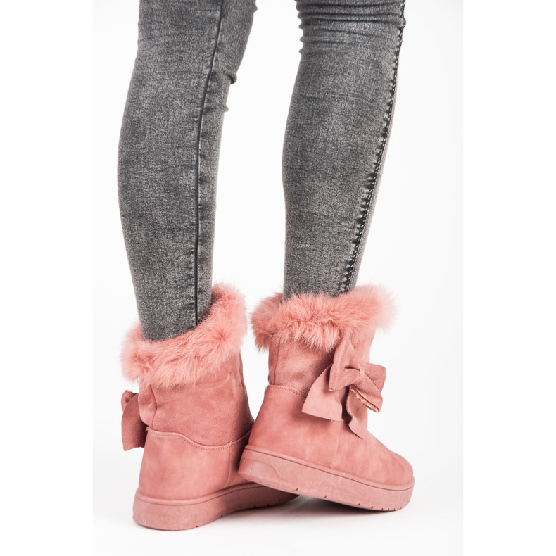 Botas de nieve con lazo rosado 1