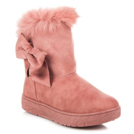 Botas de nieve con lazo rosado 2