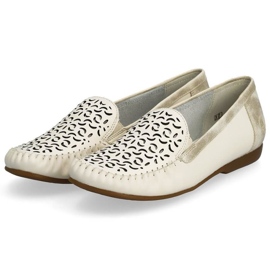 Zapatos cómodos de piel calados Rieker W RKR658, beige 8