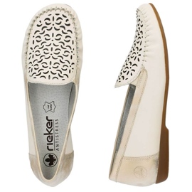Zapatos cómodos de piel calados Rieker W RKR658, beige 9