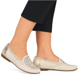 Zapatos cómodos de piel calados Rieker W RKR658, beige 10