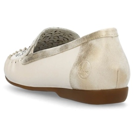 Zapatos cómodos de piel calados Rieker W RKR658, beige 12