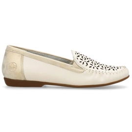 Zapatos cómodos de piel calados Rieker W RKR658, beige 15