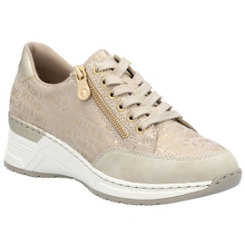 Zapatillas de deporte en una cuña rieker n4316 zlotys dorado 12