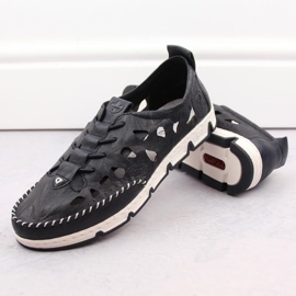Zapatos de piel calados Rieker W RKR652, azul marino 21