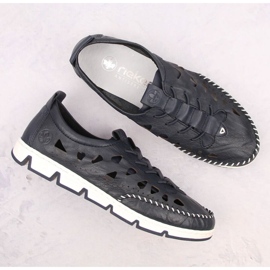 Zapatos de piel calados Rieker W RKR652, azul marino 23