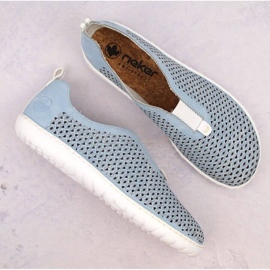 Zapatos cómodos calados Rieker W RKR653 azul 8