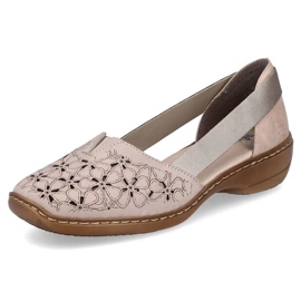 Zapatos cómodos de piel Rieker W RKR442C, beige 8