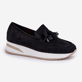 Mocasines en una delicada cuña ecológica negro 4