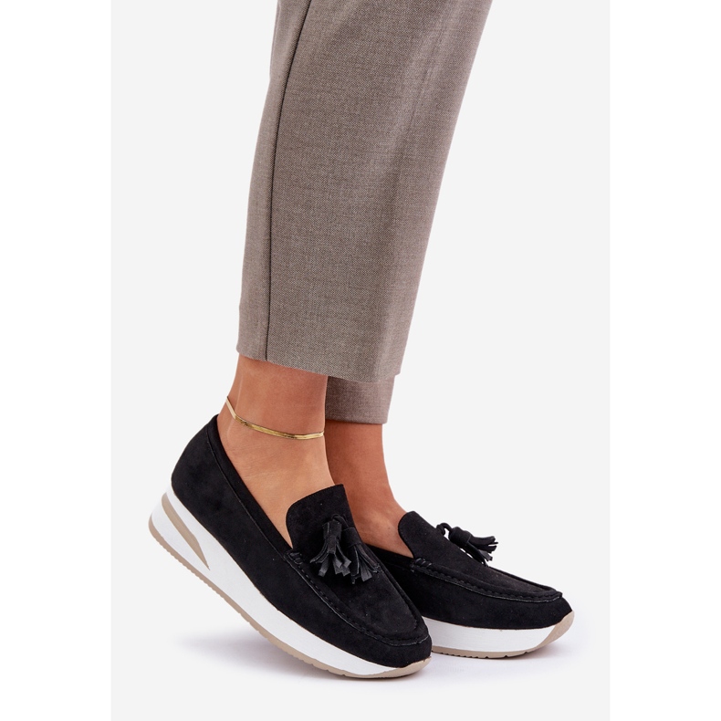 Mocasines en una delicada cuña ecológica negro 1