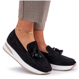 Mocasines en una delicada cuña ecológica negro 8
