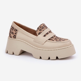 Zazoo Mocasines de cuero para mujeres ligeras beige 4