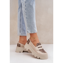 Zazoo Mocasines de cuero para mujeres ligeras beige 3