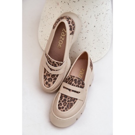 Zazoo Mocasines de cuero para mujeres ligeras beige 9