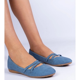 Ballerinas de mujeres azules hechas de Matt Eco -Leather 1