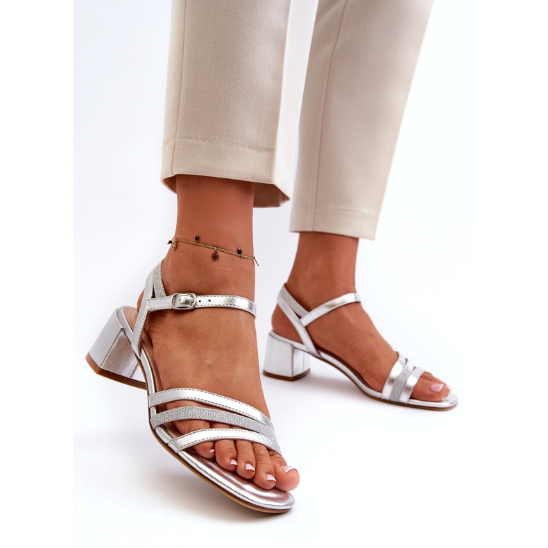 Sandalias Eco -Leather para mujeres Sergio Leone SK046 plateado plateado plata 2