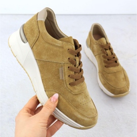 Zapatillas de cuero en cuñas camel sergio leone sp104 beige 1