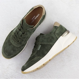 Zapatillas de deporte de cuero en cuña Sergio Leone SP104 Suedas de gamuza verde 3