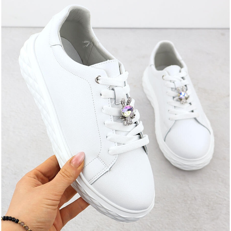 Zapatos de cuero para mujeres con un adorno en la plataforma blanca Sergio Leone SP110 blanco 1 Zapatos de cuero para mujeres con un adorno en la plataforma blanca Sergio Leone SP110 blanco 1