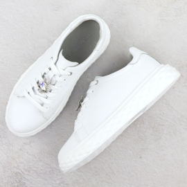 Zapatos de cuero para mujeres con un adorno en la plataforma blanca Sergio Leone SP110 blanco 3