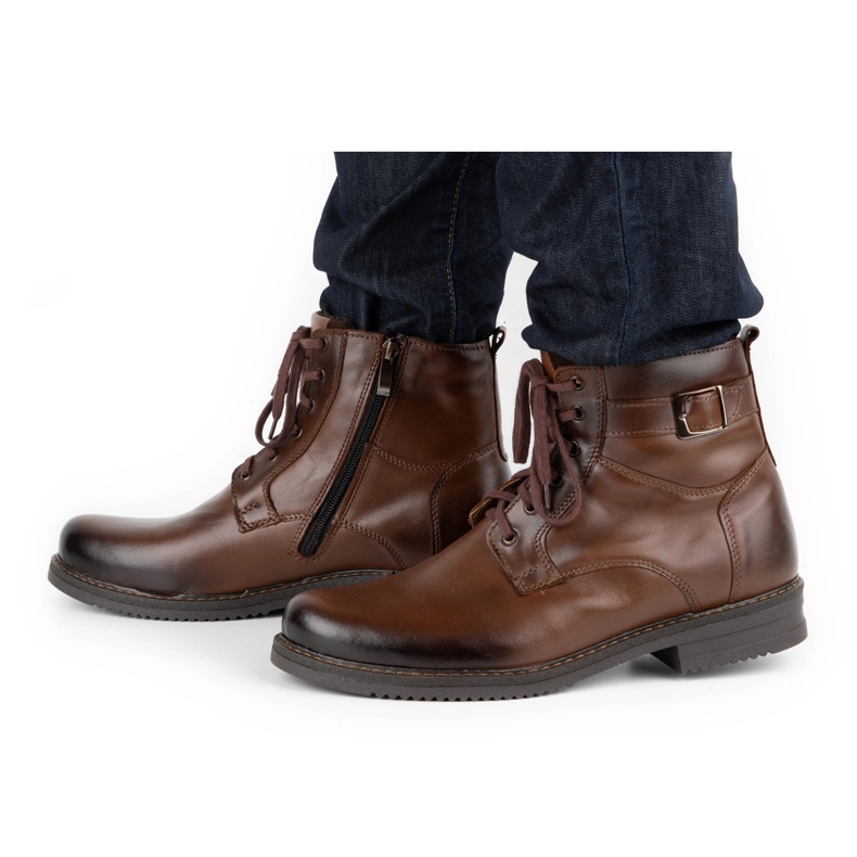Olivier Botas insuladas de piel de invierno para hombre 953MA marrón 1