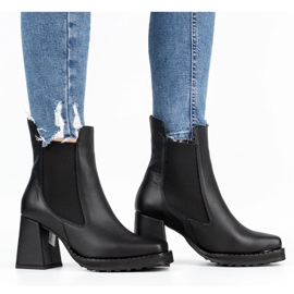 Exquisite Botas de mujer de piel en el puesto 1406EX negro 2