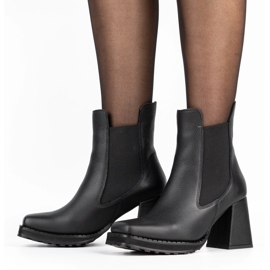 Exquisite Botas de mujer de piel en el puesto 1406EX negro 6