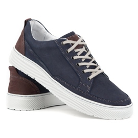 Olivier Zapatos de Hombre en Piel Sneakers 950MA azul marino 4