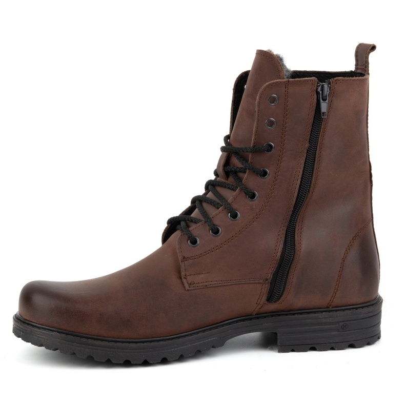 Polbut Botas militares para hombre, piel polaca, 2118S, marrón 1