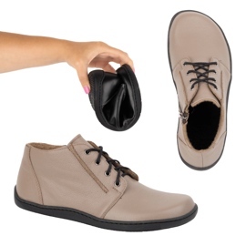 Olivier Zapatos de mujer descalzos de piel, ligeramente aislantes, caña alta con cremallera 787, beige 1