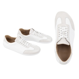 WASAK Zapatos de cuero minimalista de hombres descalzos 0742W White blanco 1