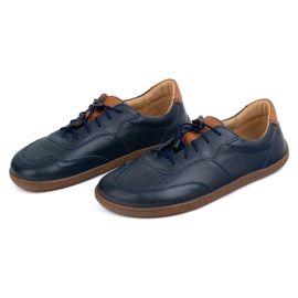 Kampol Zapatos de cuero minimalista descalzo 500/54 azul marino 1