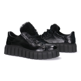 Zapatos de cuero para mujeres Pollonus Black Pour 5-1578-005 negro 3