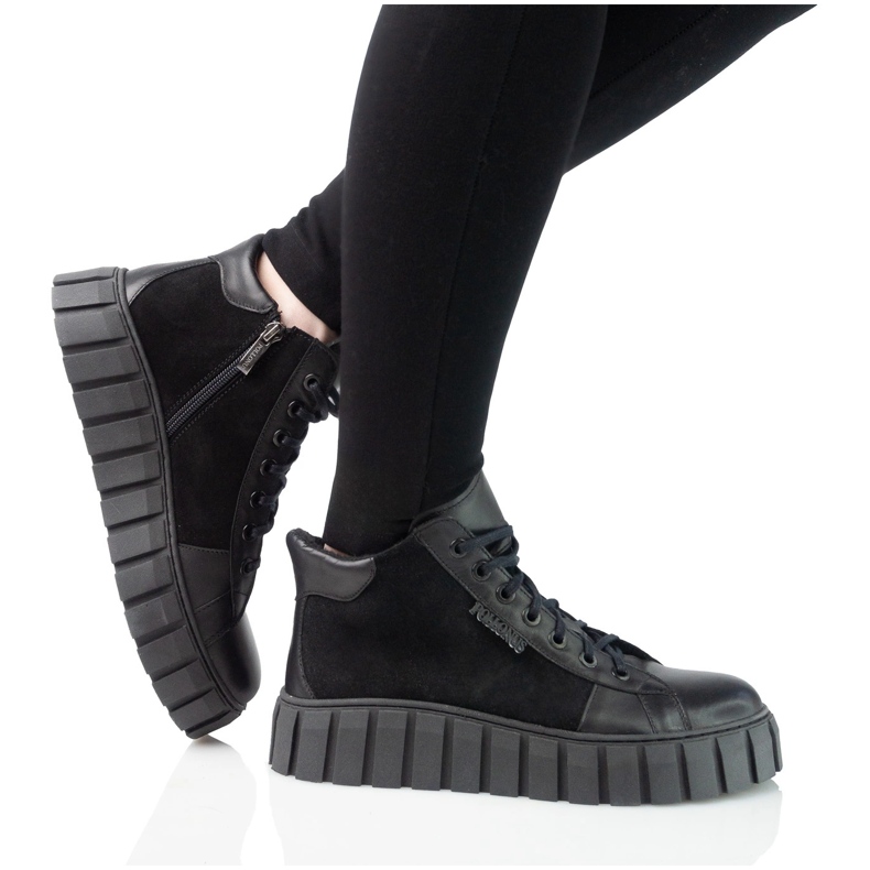 Zapatos de cuero para mujeres Pollonus Black Face 5-1575-004 negro 2