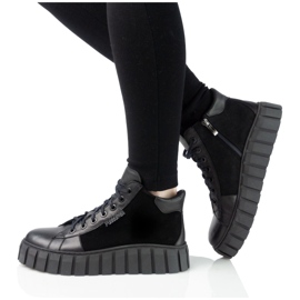 Zapatos de cuero para mujeres Pollonus Black Face 5-1575-004 negro 3