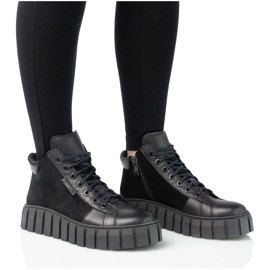 Zapatos de cuero para mujeres Pollonus Black Face 5-1575-004 negro 5